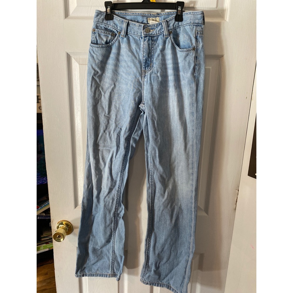 LL Bean Womens Straight Leg Jeans Light Wash Blue 100% Cotton Size 4 Reg 0DVD6